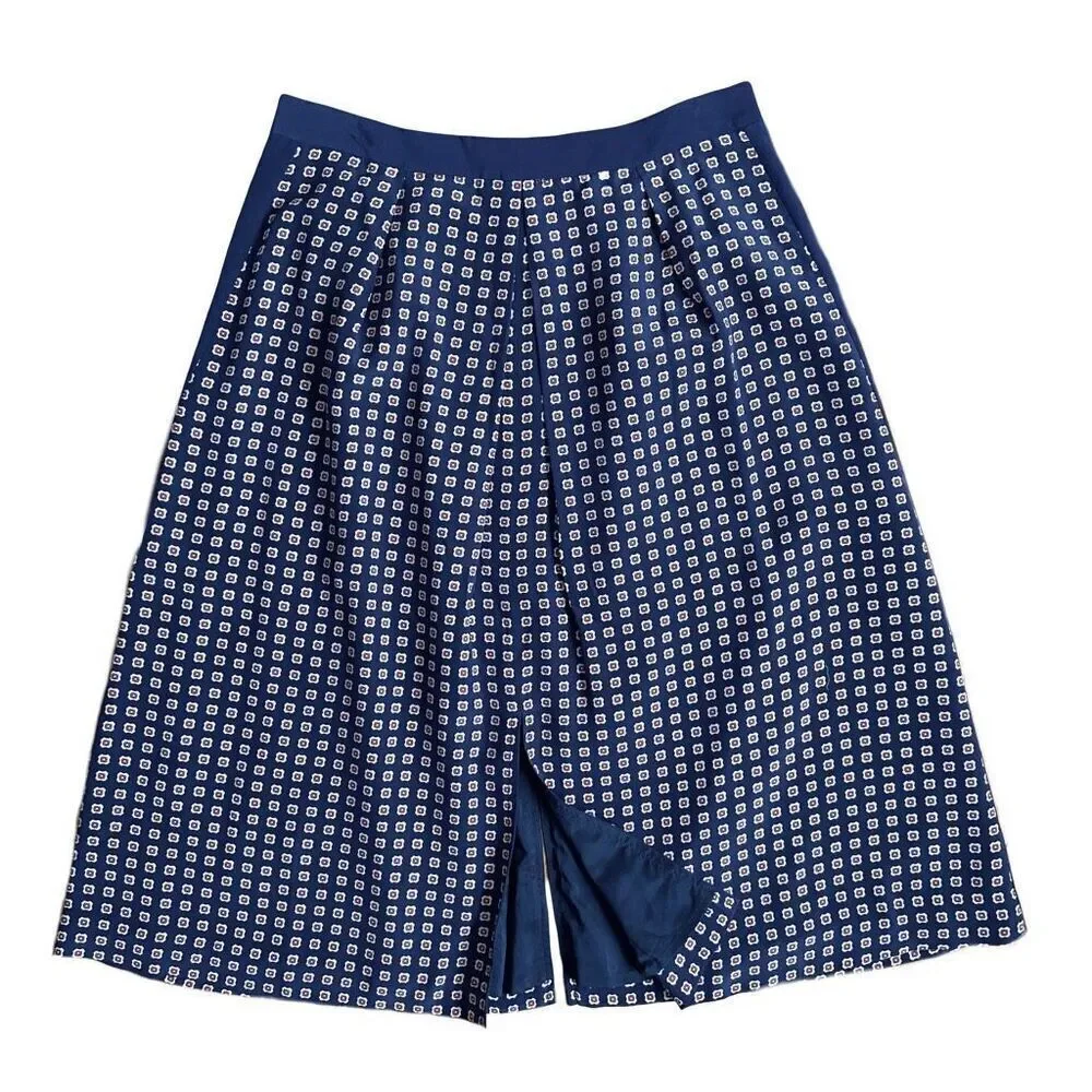 Madewell Silk Ascot Navy Print A-Line Skirt 2 - Picture 3 of 8